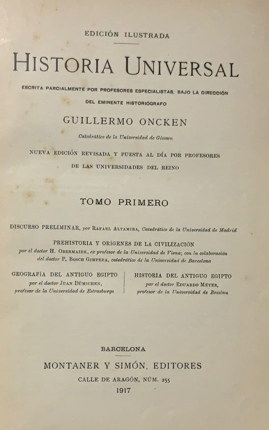 Historia Universal Tomo PRIMERO / Tapa Dura