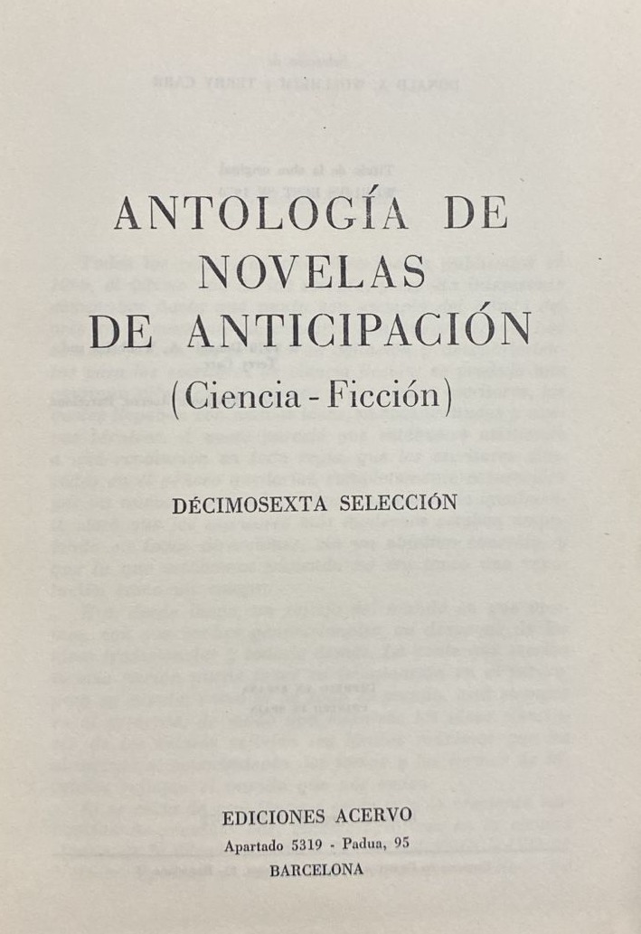 Antología de novelas de anticipación (Ciencia-Ficción) Décimosexta selección / Tapa dura