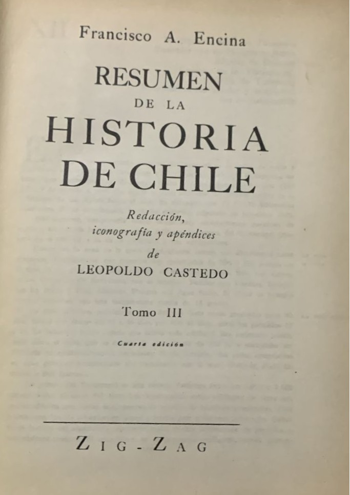 Resumen de la Historia de Chile Tomo III (4ª ed.) / Tapa Dura