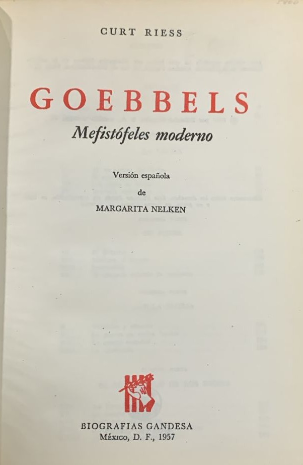 Goebbels: Mefistófeles moderno / Tapa dura