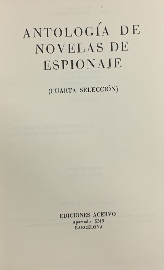 Antología de novelas de espionaje / Tapa Dura
