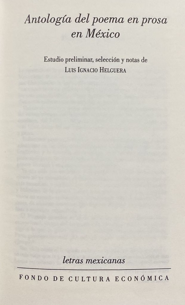 Antología del poema en prosa en México / Tapa Dura