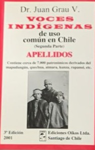 Voces indígenas de uso común en Chile (segunda parte): Apellidos - Contiene cerca de 7.000 patronímicos derivados del mapudungún, qechua, aimara, kunza, rapanui, etc.