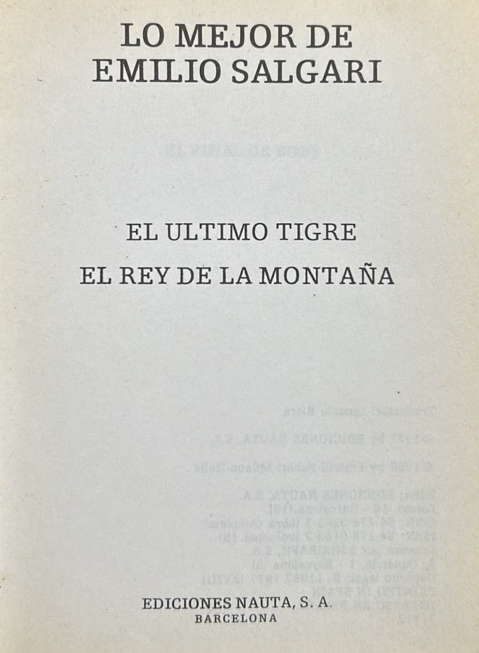 Lo mejor de Emilio Salgari: El último tigre, El rey de la montaña, 9 / Tapa Dura