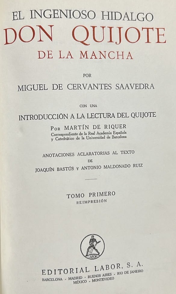 El ingenioso hidalgo Don Quijote de la Mancha, Volumen Primero / Tapa Dura
