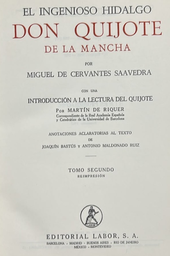 El ingenioso hidalgo Don Quijote de la Mancha, Volumen Segundo / Tapa Dura
