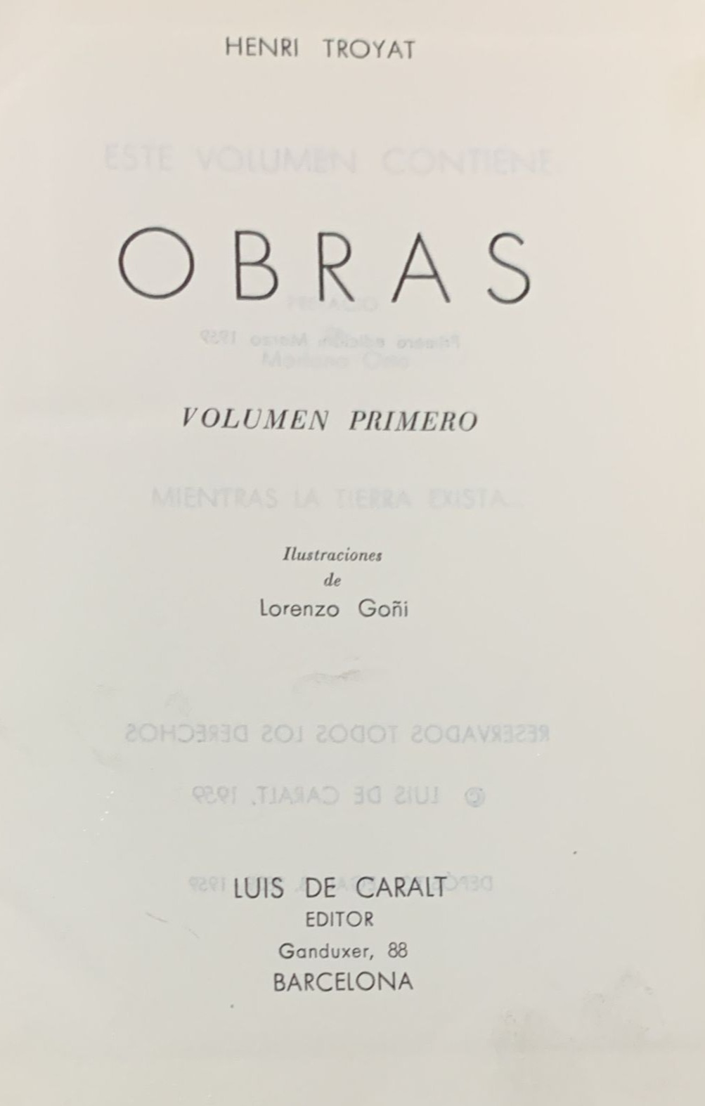 Obras Volumen Primero / Tapa Dura