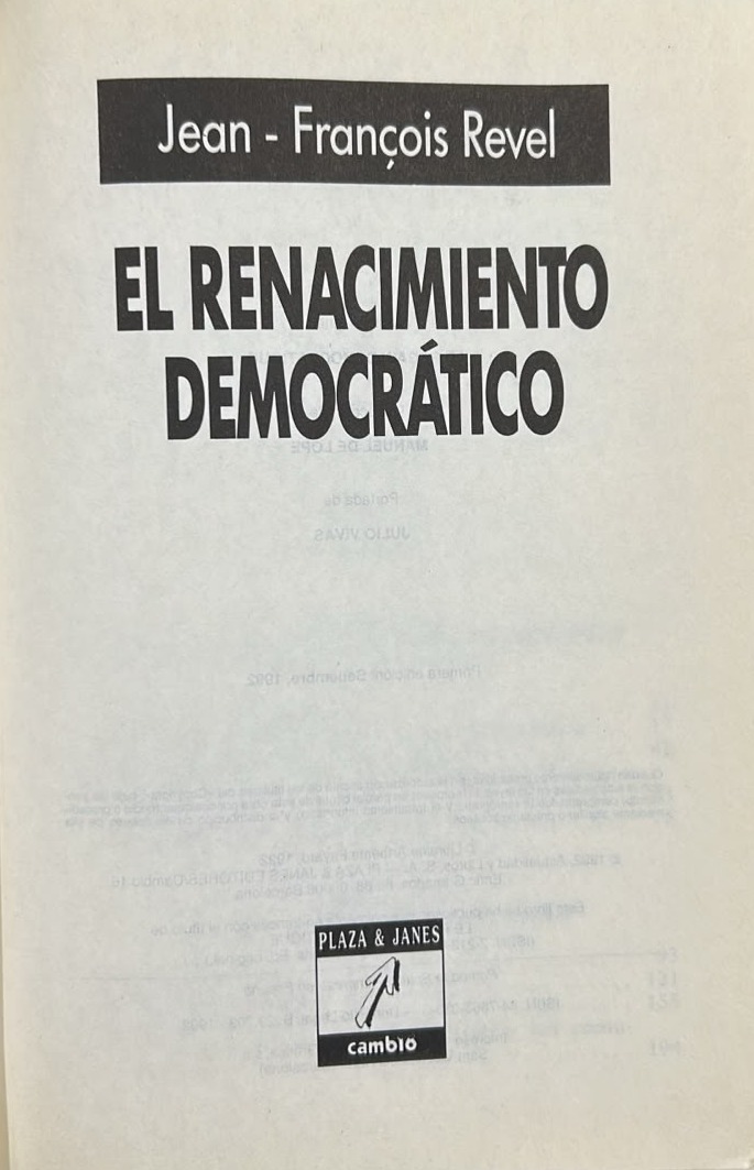 El Renacimiento Democrático / Tapa Dura