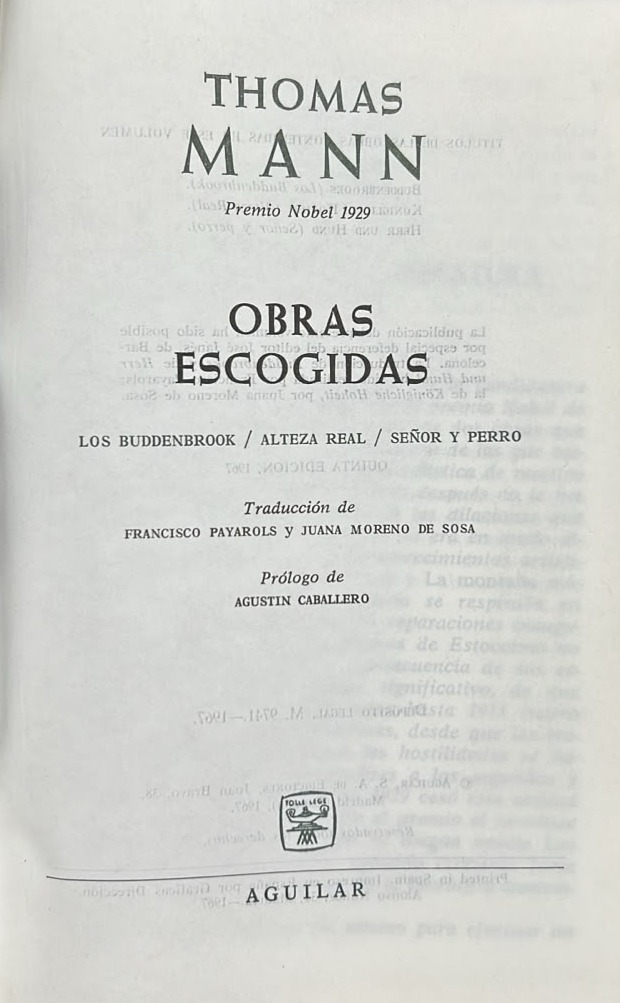 Obras Escogidas: Los Buddenbrook · Alteza Real · Señor y Perro