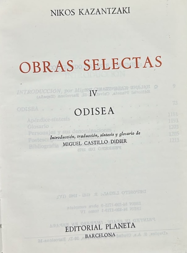 Obras selectas IV: Odisea / Tapa Dura