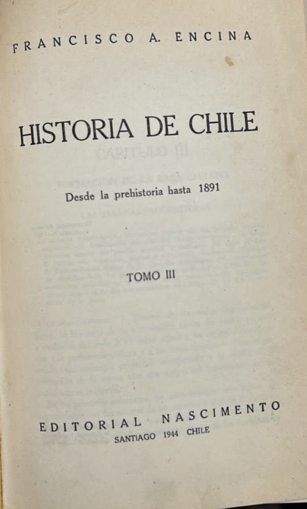 Historia de Chile: Desde la prehistoria hasta 1891, Tomo III / Tapa Dura