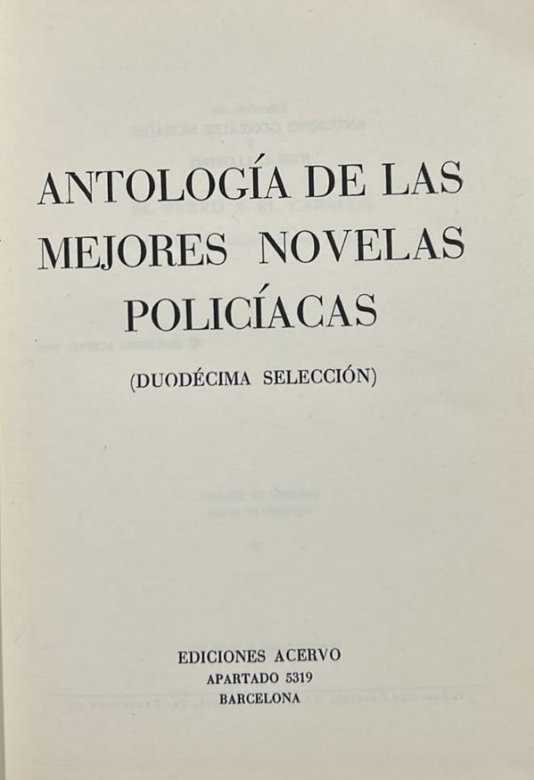Antología de las mejores novelas policíacas, Duodécima selección / Tapa Dura