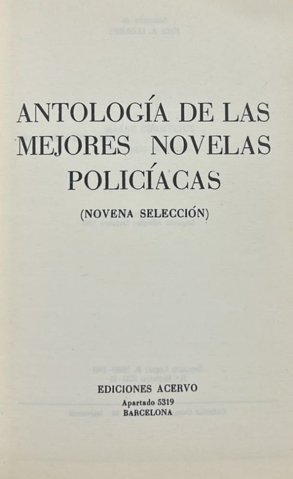 Antología de las mejores novelas policíacas, Novena selección / Tapa Dura