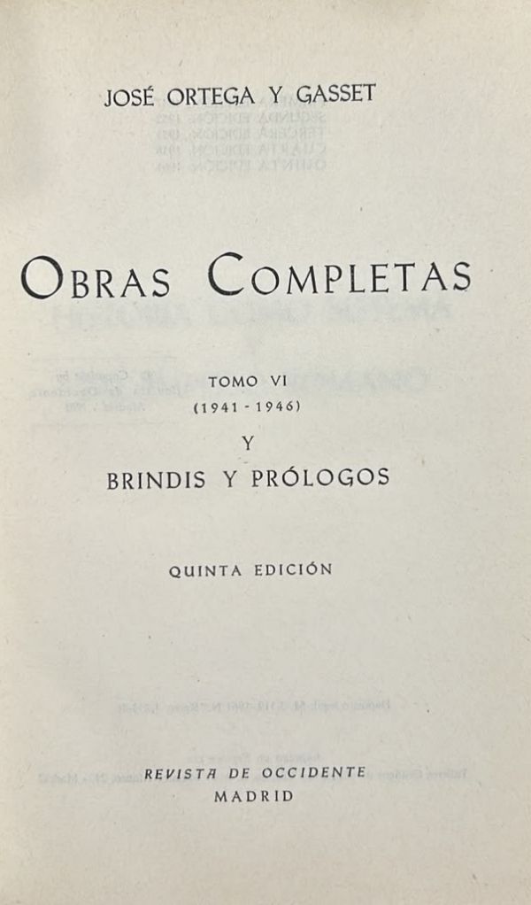 Obras completas, Tomo VI (1941-1946) y Brindis y prólogos / Tapa Dura