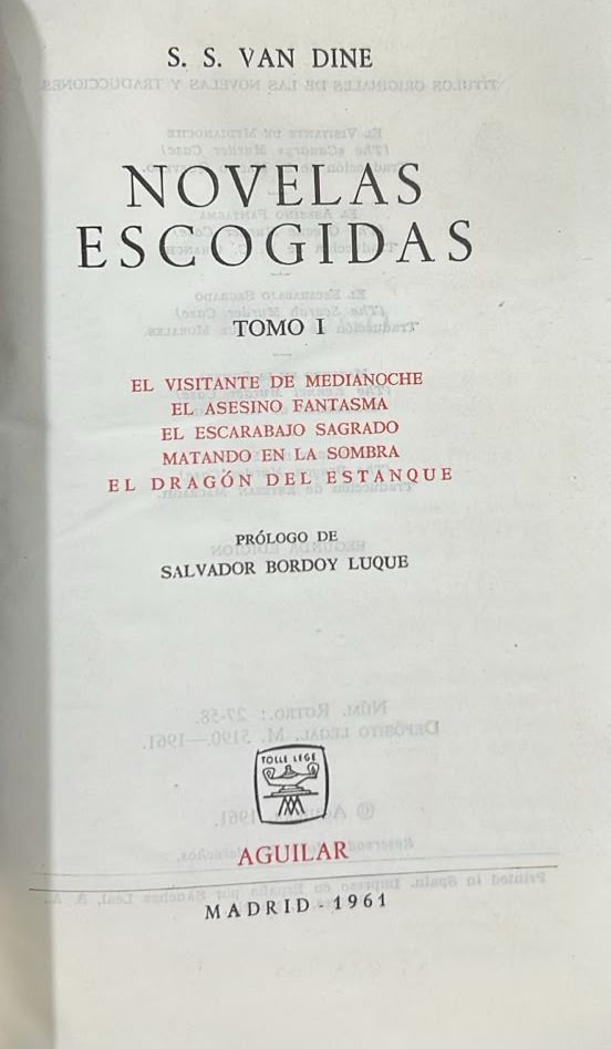 Novelas escogidas, Tomo I: El visitante de medianoche; El asesino fantasma; El escarabajo sagrado; Matando en la sombra; El dragón del estanque