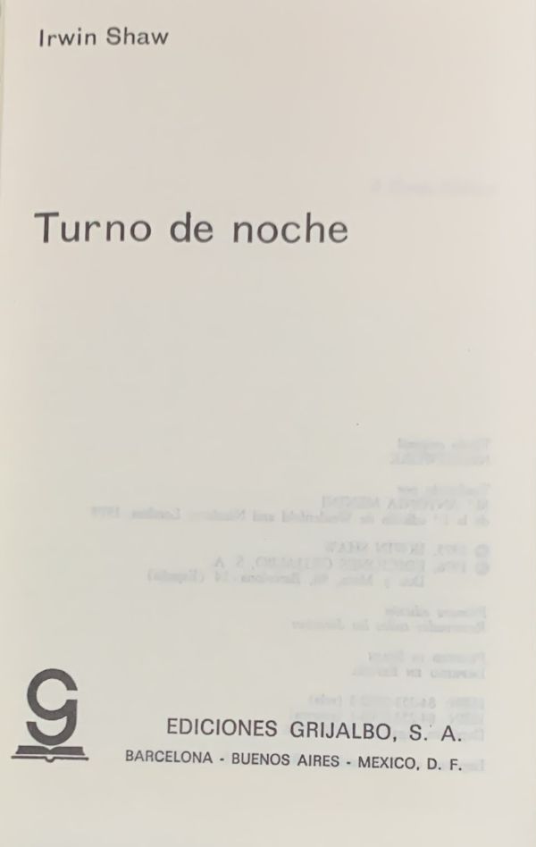 Turno de noche / Tapa Dura