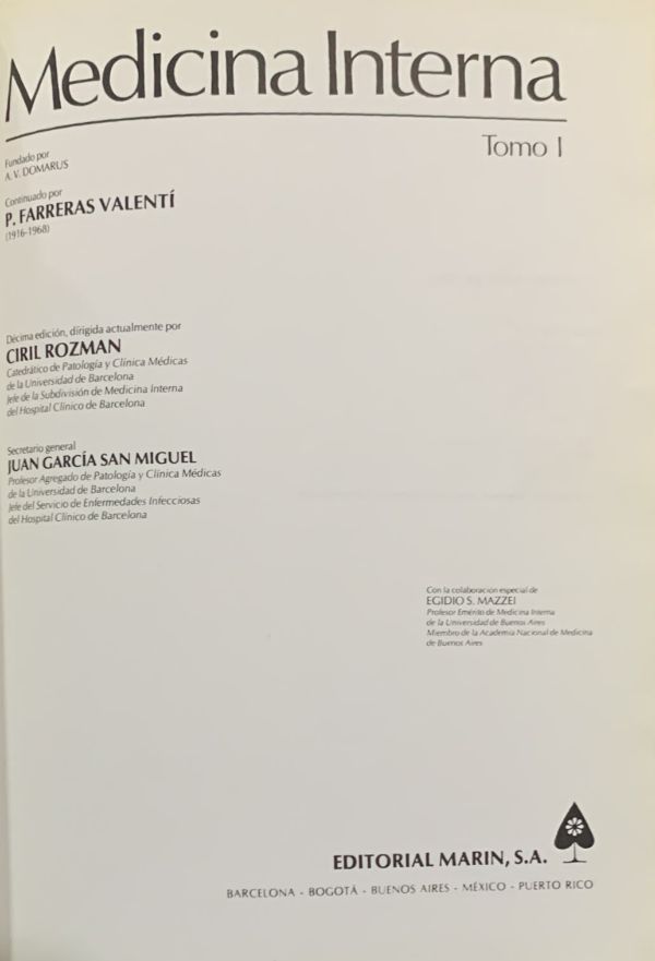 Medicina Interna, Tomo I, 10.ª edición / Tapa Dura