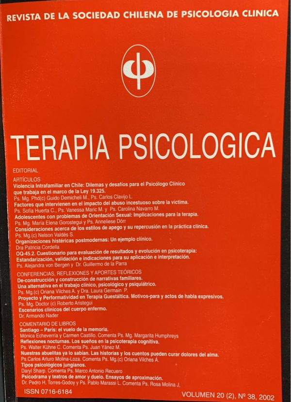 Terapia Psicológica (Vol. 20, N.º 2, 2002)