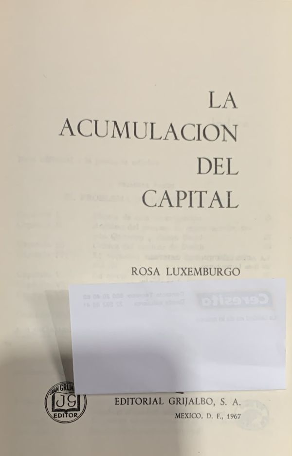 La acumulación del capital / Tapa Dura
