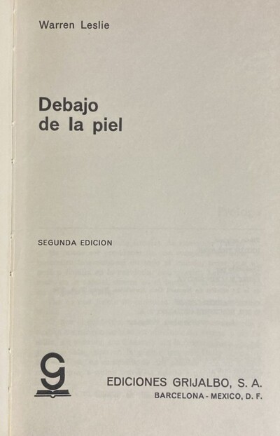 Debajo de la piel / Tapa Dura 
