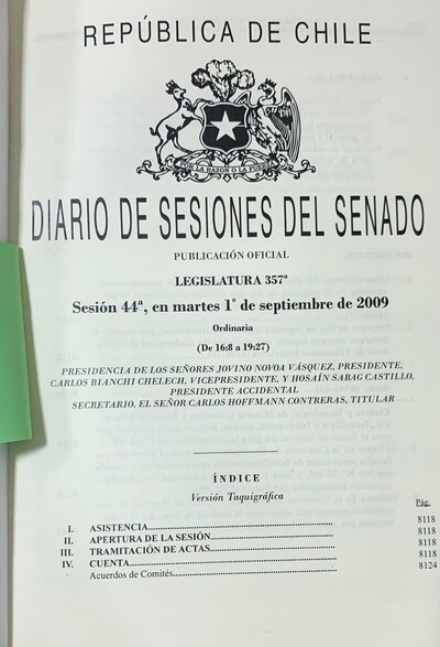 Legislatura 357°, Vol IX. S.40ª - 50ª/ Tapa Dura 